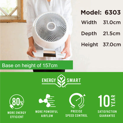[CLIMATE VOUCHER $400] Vornado Energy Smart™ Air Circulator – Remote Control. Vortex Action. DC motor. Oscillation. Timer. 99-Speed. white. 6303DC