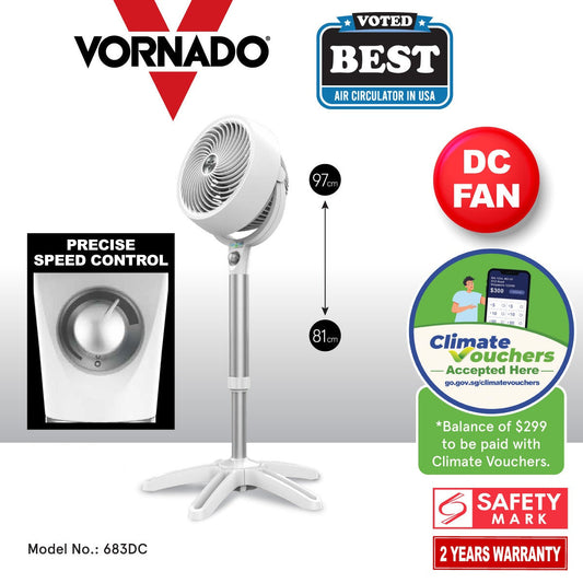 [CLIMATE VOUCHER $400] Vornado Energy Smart™ Air Circulator Fan. Vortex Action. DC motor. Oscillation. Timer. Variable Speed instead (683DC)