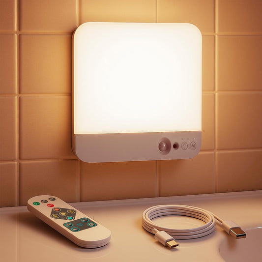 Battery Operated Motion Sensor Ceiling Light – USB Rechargeable Wireless LED with Remote for Shed. Garage & Porch