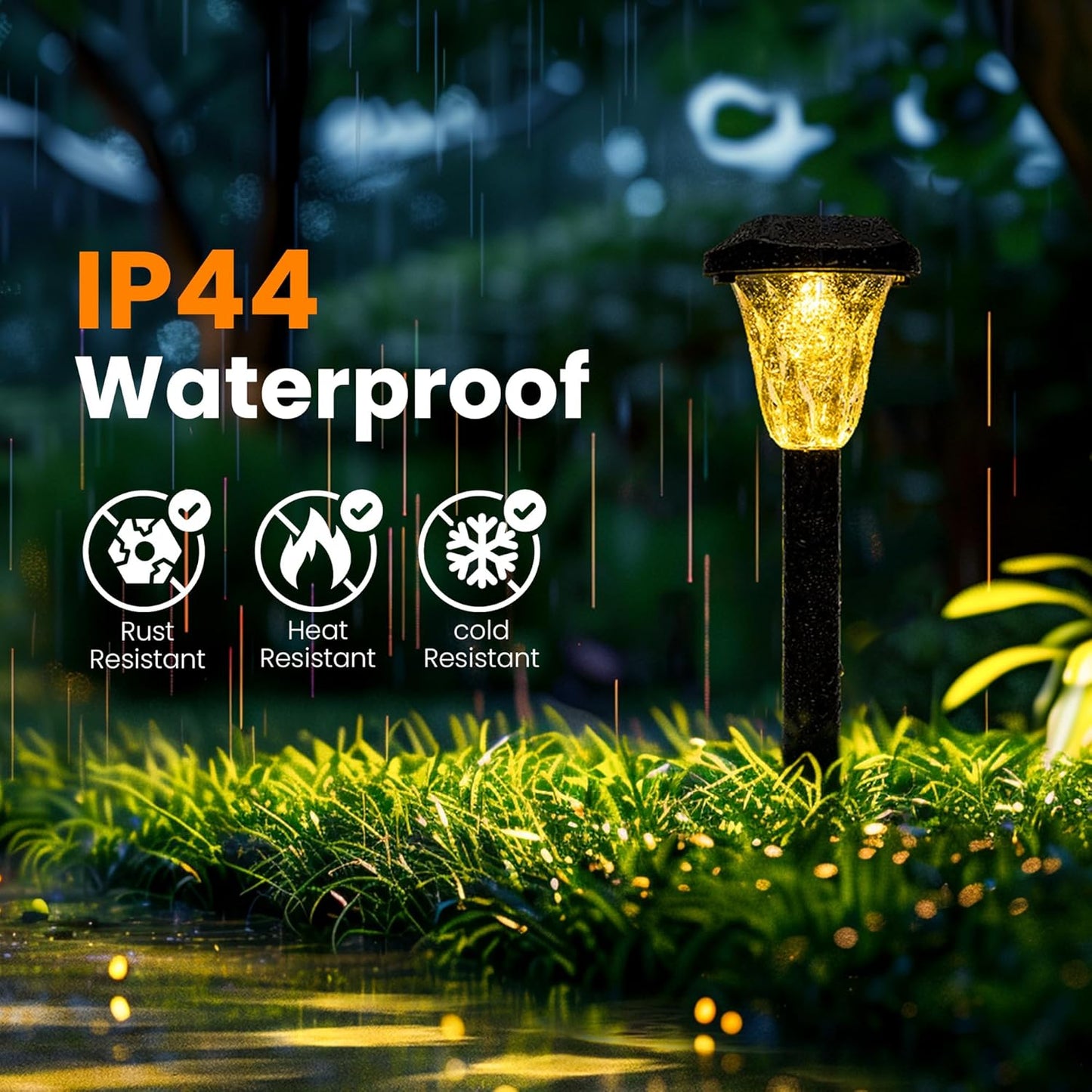 Solar Lights Outdoor Garden – 10 Pack Solar Powered Pathway Lights. Warm White Landscape Lighting for Patio. Lawn. Yard. Walkway & Driveway