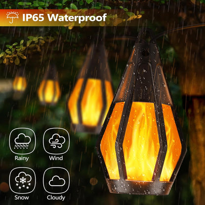 Solar Lights Outdoor Garden – 6.3M 10 Bulbs String Lights – Waterproof Flickering Dancing Flame Fairy Lights – Solar Powered for Yard. Patio. Fence. Tree. Party. Halloween