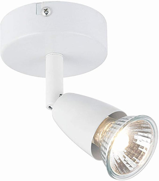 Gloss White Adjustable Ceiling Spotlight – Single GU10 Light Fitting. LED Compatible & Dimmable for Kitchen. Bedroom. Lounge
