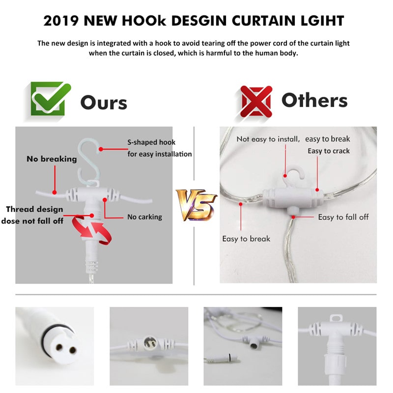 6W 8 Modes Detachable Waterproof Star Window Curtain Lights