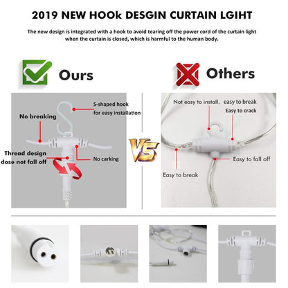 6W 8 Modes Detachable Waterproof Star Window Curtain Lights