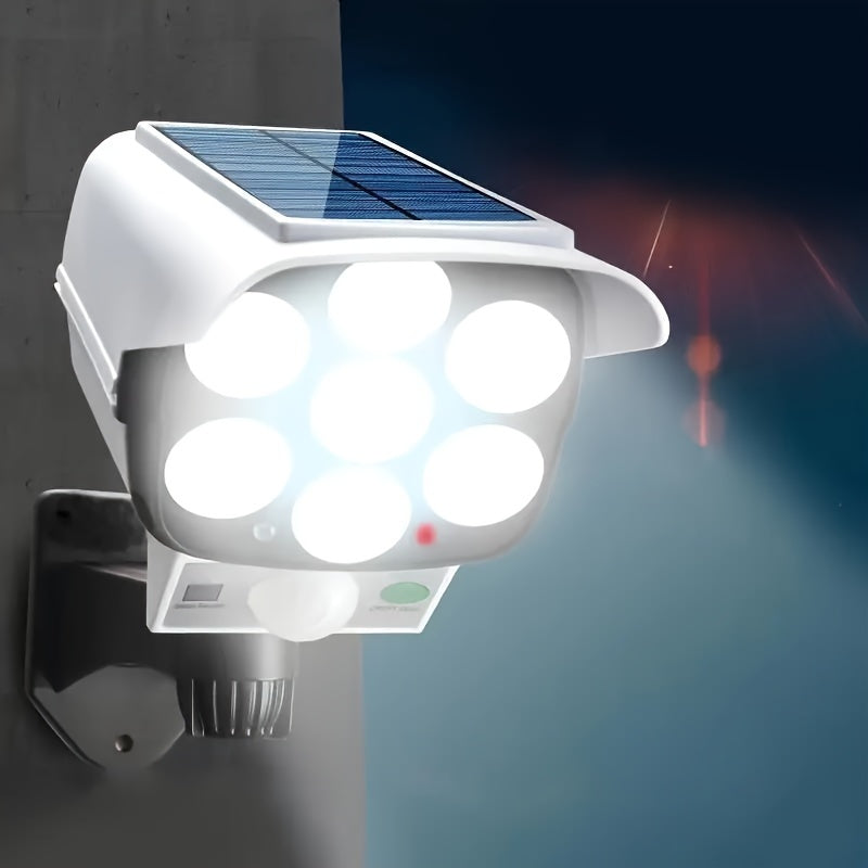 Remote Control Motion Sensor Solar Security Camera Light. 800 Lumens. 77 LEDs