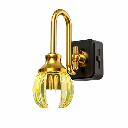 Plug-in Night Light Green Tulip Glass