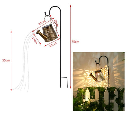 Arrosoir lumineux solaire en fer forgé avec support