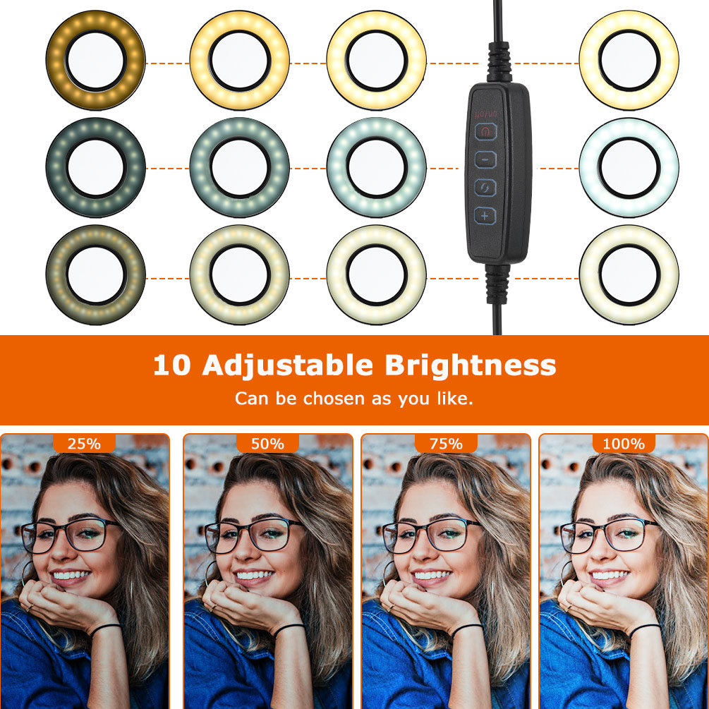 2-in-1 Selfie Ring Light for Makeup. Self-Portrait Shooting. Live Stream