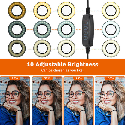 2-in-1 Selfie Ring Light for Makeup. Self-Portrait Shooting. Live Stream