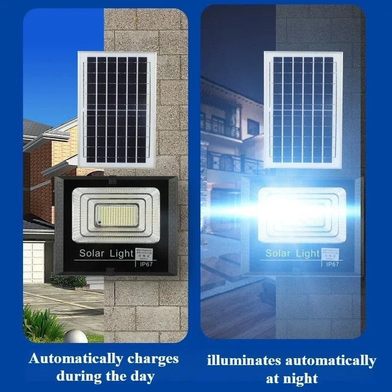 Solar LED Flood Light 100W Spotlight IP65 Waterproof with Remote Control & Adjustable for Outdoor