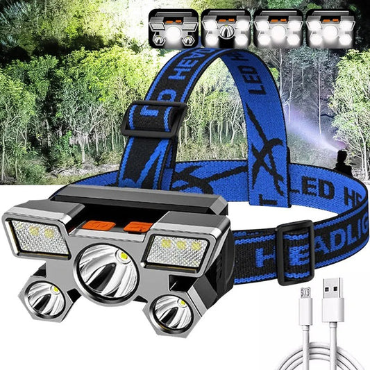 Super Bright Rechargeable Long Head-Mounted LED Miners Lamp Flashlight