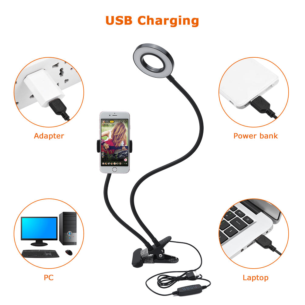 2-in-1 Selfie Ring Light for Makeup. Self-Portrait Shooting. Live Stream
