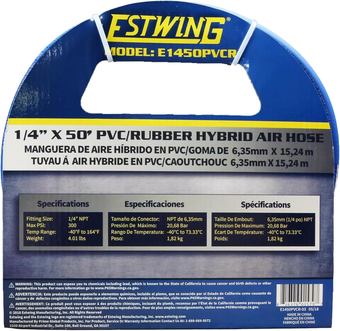 1/4 x 50' PVC/Rubber Hybrid Air Hose with Brass Fitting & Quick Connect Coupler - Durable & Flexible Performance!