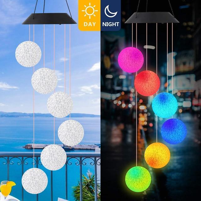 Carillon solaire 6 Boules multicolores