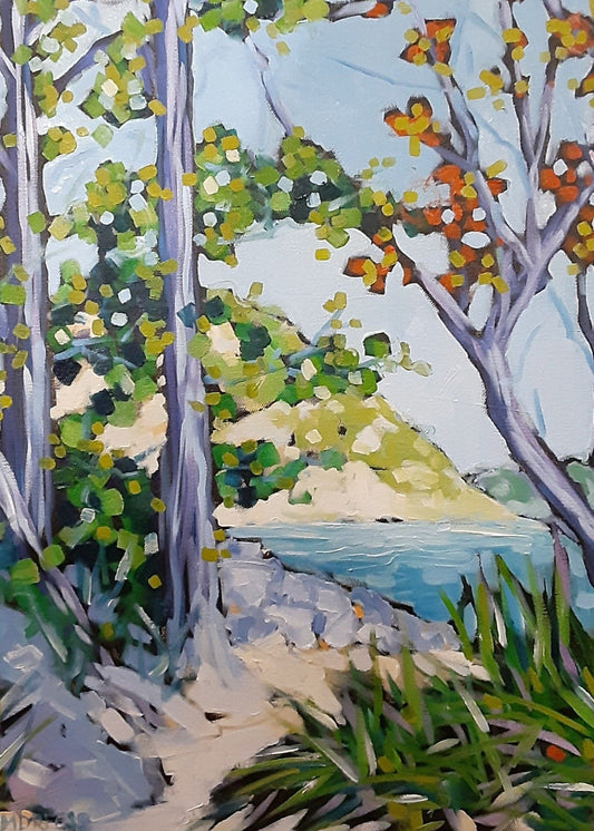 A Walk Along the Shoreline Beach Glass Art Print