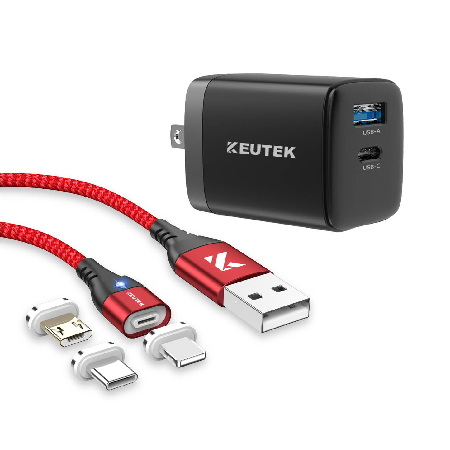 🔵 USB-A Fast Charging Cable + 20W Wall Charger (+3 Tips)