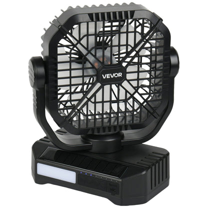 10400mAh Solar Fan Camping Fan with Solar Panel LED Lantern 7W 8 Inch