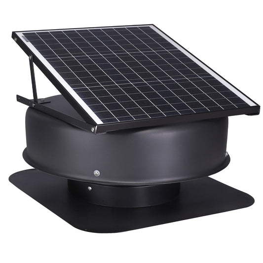 Solar Attic Fan. 40 W. 1230 CFM Large Air Flow Solar Roof Vent Fan. Low Noise and Weatherproof with 110V Smart Adapter. Ideal for Home. Greenhouse. Garage. Shop. RV. FCC Listed