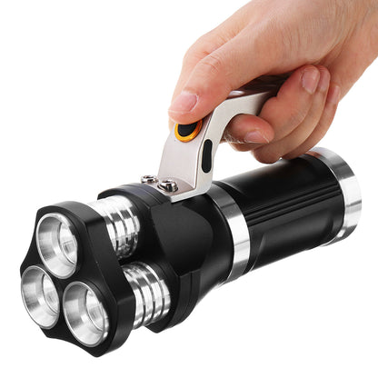 1200LM 3xT6 Tactical Flashlight Rechargeable Spotlight Searchlight Hunting (Black)