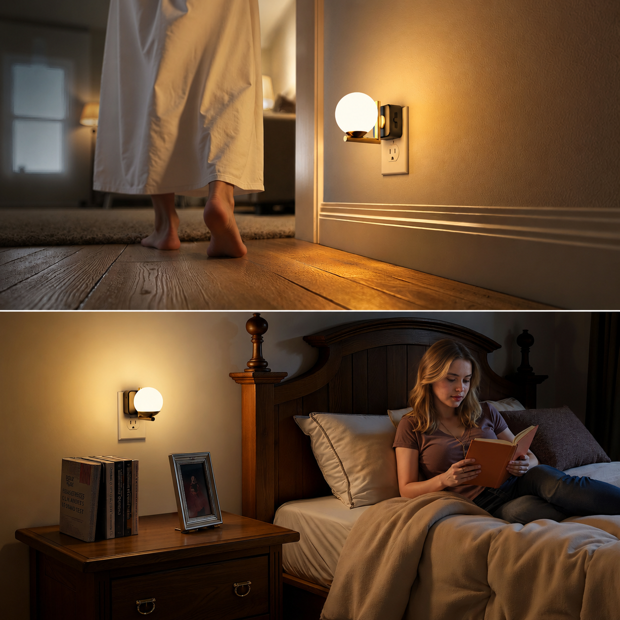 Plug-in Night Light white ball shaped lampshade