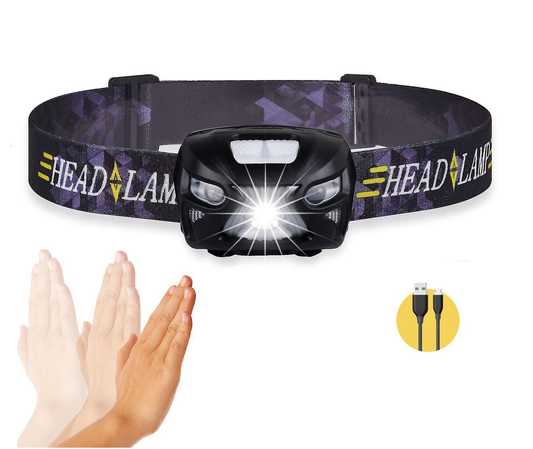 Rechargeable Head Torch - 220 Lumens. 150m Vision. 30 Hour Battery - Waterproof Best Rechargeable Head Torch for Work