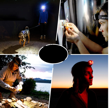Rechargeable Head Torch - 220 Lumens. 150m Vision. 30 Hour Battery - Waterproof Best Rechargeable Head Torch for Work