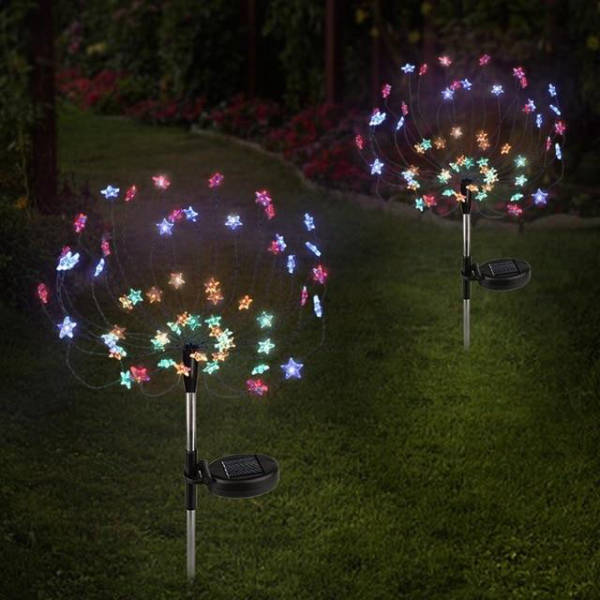 Piquet solaire jardin Feux d'artifice étoilé (2Pcs)