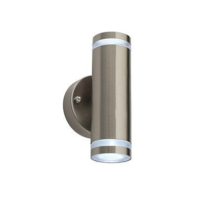 Aura 2-Light LED Stainless Steel Finish IP44 Wall Light