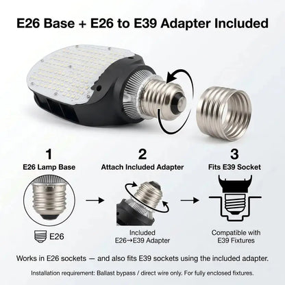 LED Corn Bulb E39 Base - 30/45/60W Selectable - Up to 8.400 Lumens 5000K Daylight - 200W MH/HPS Replacement - Commercial Retrofit Light for Parking Lot. Street & Wall Pack