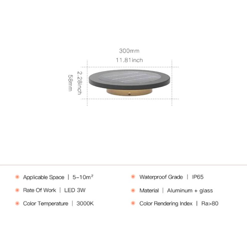 Lampe solaire design Plaque de luxe pour jardin (Alu)