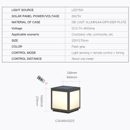Lampe solaire design éxtérieure de qualité VZVI High Solar Cube (30 cm)