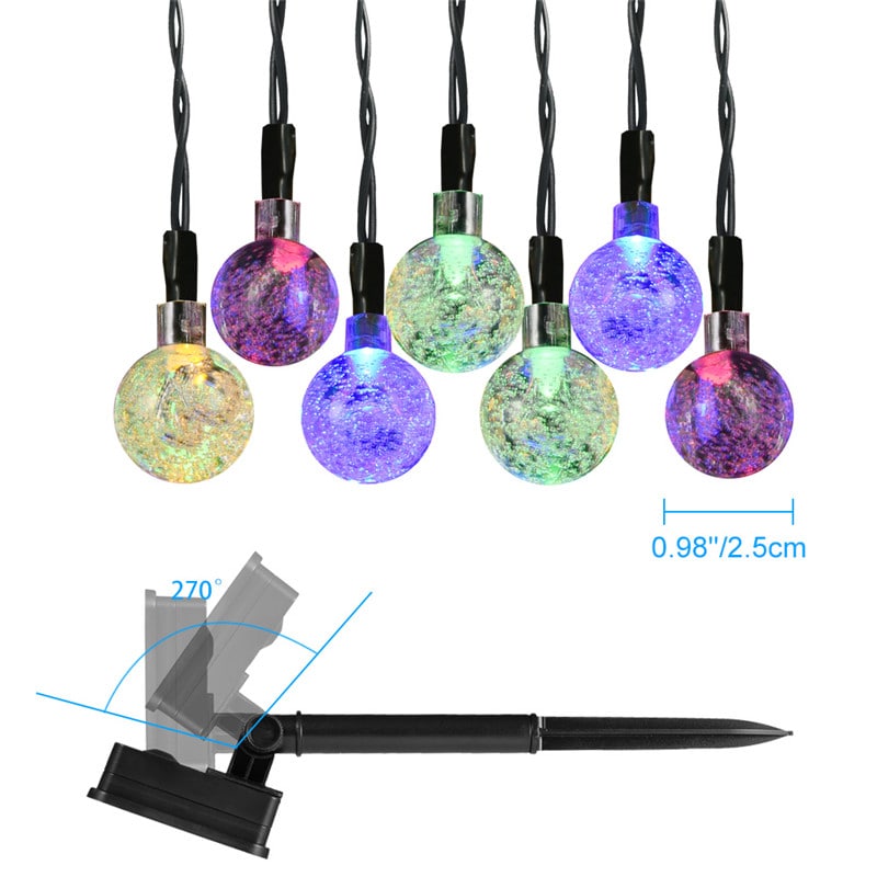 20ft Waterproof Globe Solar Crystal Ball String Lights