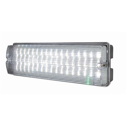 6 Watt LED IP65 White Base Maintained Emergency Bulkhead c/w Legend Kit