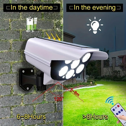 Remote Control Motion Sensor Solar Security Camera Light. 800 Lumens. 77 LEDs