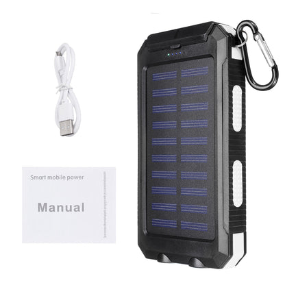 20000mAh Solar Charging Power Bank SOS Mode Portable Cell Phone Solar Charger with Dual USB Charging Ports LED Flashlight Carabiner/Compass