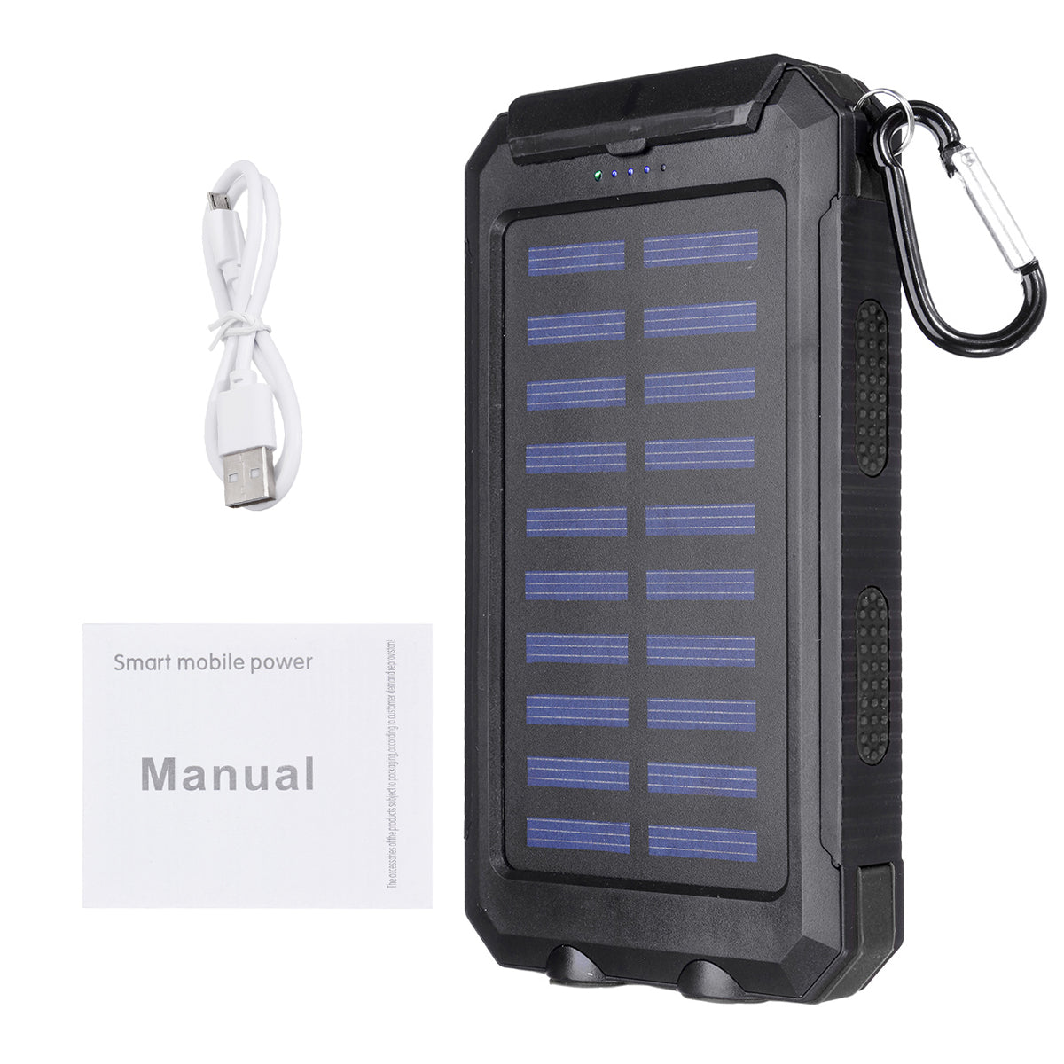 20000mAh Solar Charging Power Bank SOS Mode Portable Cell Phone Solar Charger with Dual USB Charging Ports LED Flashlight Carabiner/Compass
