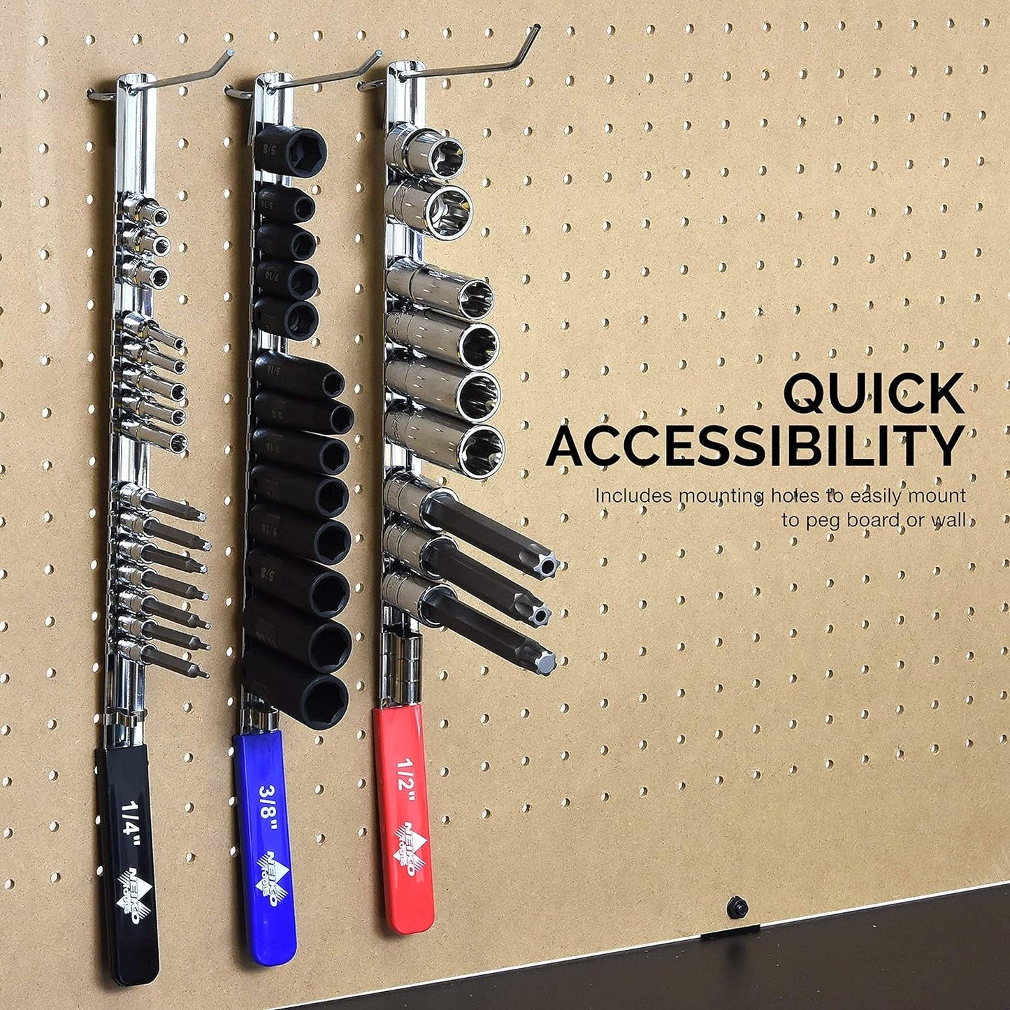 03968A Heavy-Duty Socket Organizer Tray Set - 3-Piece Lightweight Storage Solution for 1/4. 3/8. and 1/2 Drive Sockets