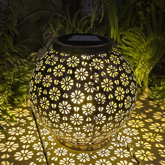 Lanterne solaire extérieur Grande boule en fer noir