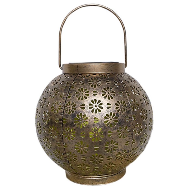 Lanterne solaire extérieur Grande boule en fer noir
