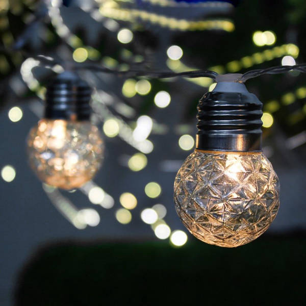 Guirlande solaire 10/20 Boules LED transparentes