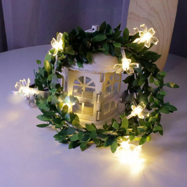Guirlande solaire Noël LED en Fleurs de cerisier