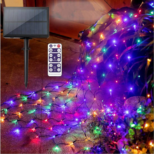 Guirlande solaire Rideau lumineux 104 LED (Télécommande)