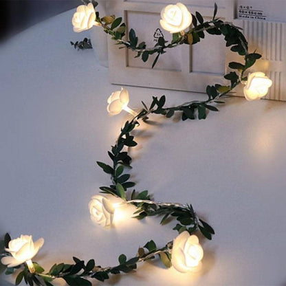 Guirlande solaire Vigne de fleur de Rose blanche