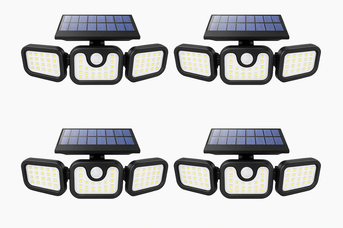 3 Head Solar Security Light - 74 LED Motion Sensor Outdoor Waterproof Wall Lamp