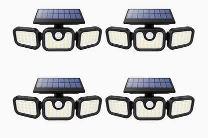 3 Head Solar Security Light - 74 LED Motion Sensor Outdoor Waterproof Wall Lamp