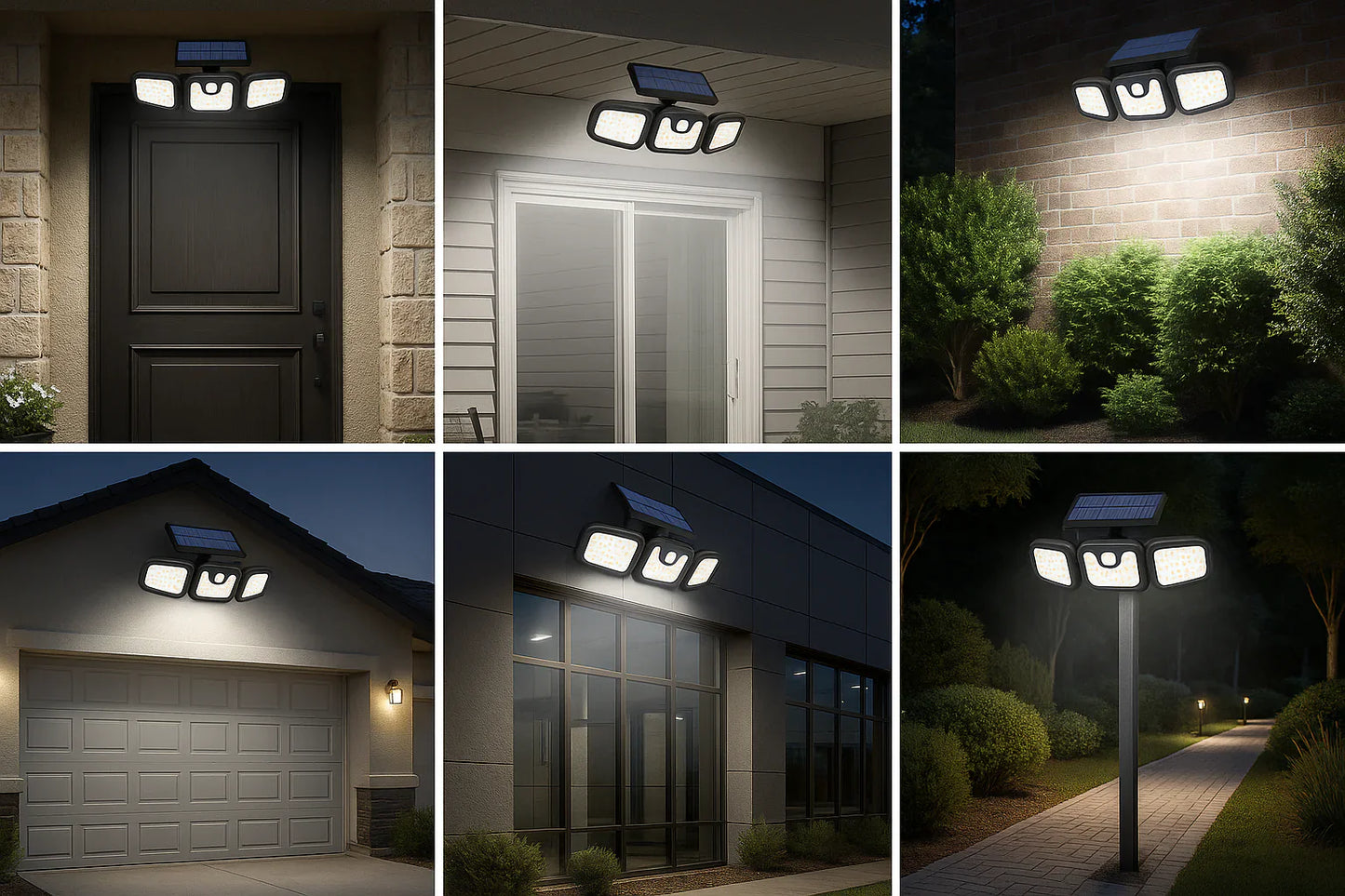 3 Head Solar Security Light - 74 LED Motion Sensor Outdoor Waterproof Wall Lamp