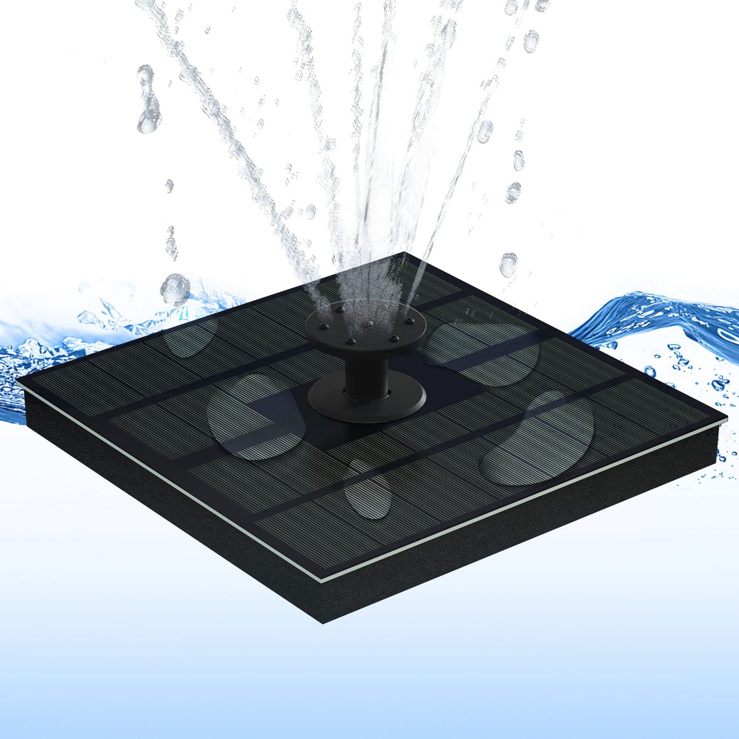 LEDGLE Solar Fountain Pump for Bird Bath. 2W Solar Fountain Pump with 7 Nozzles. Solar Water Fountain with 4 Fixed Rod. Solar Bird Bath Fountains for Outdoors. Pool. Water Feature. Garden. Patio