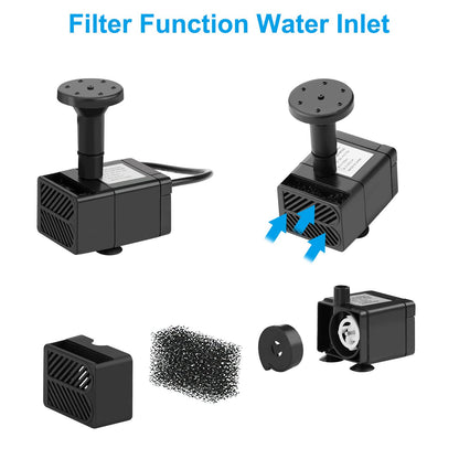 LEDBOKLI Solar Fountain Water Pump 2.5W Solar and USB Dual Powered Fountain Pump Max Flow 200L/H Solar Fountain Pump Kit with Stick and 7 Nozzles for Bird Bath. Garden. Backyard. Pool