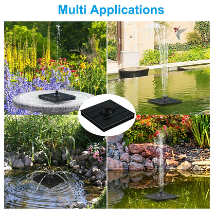 LEDGLE Solar Fountain Pump for Bird Bath. 2W Solar Fountain Pump with 7 Nozzles. Solar Water Fountain with 4 Fixed Rod. Solar Bird Bath Fountains for Outdoors. Pool. Water Feature. Garden. Patio