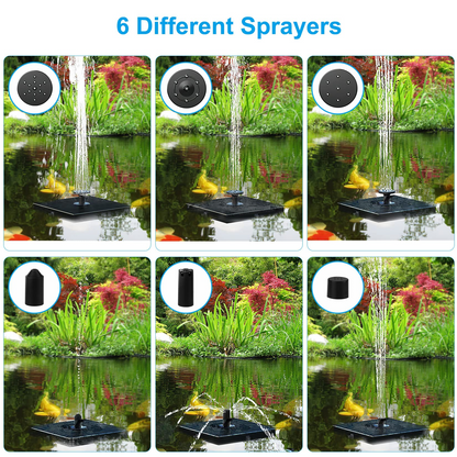 LEDGLE Solar Fountain Pump for Bird Bath. 2W Solar Fountain Pump with 7 Nozzles. Solar Water Fountain with 4 Fixed Rod. Solar Bird Bath Fountains for Outdoors. Pool. Water Feature. Garden. Patio